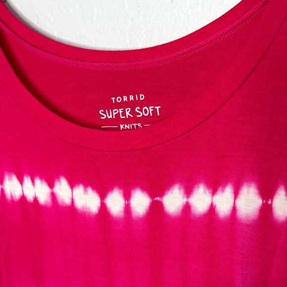 Torrid Pink White Tie Dye Short Sleeve T-Shirt 3 3X 22/24 - Picture 6 of 6